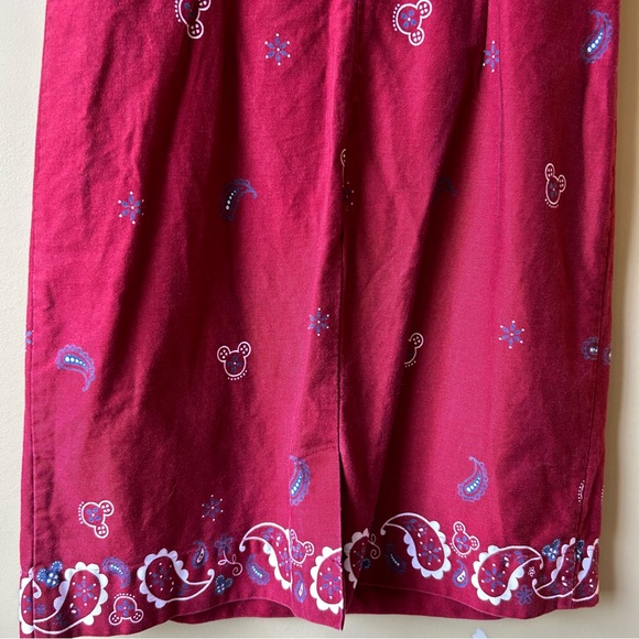 Vintage 90s Disney Store Mickey Mouse Paisley Cotton Shift Dress Red Size Medium - Picture 8 of 12